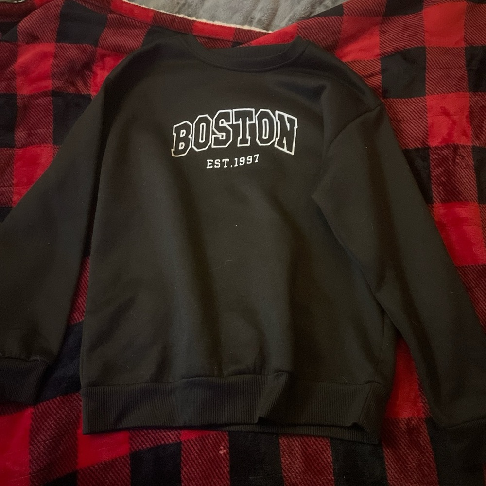 small black boston sweater